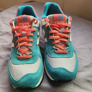 New Balance 574 Turquoise and Orange
